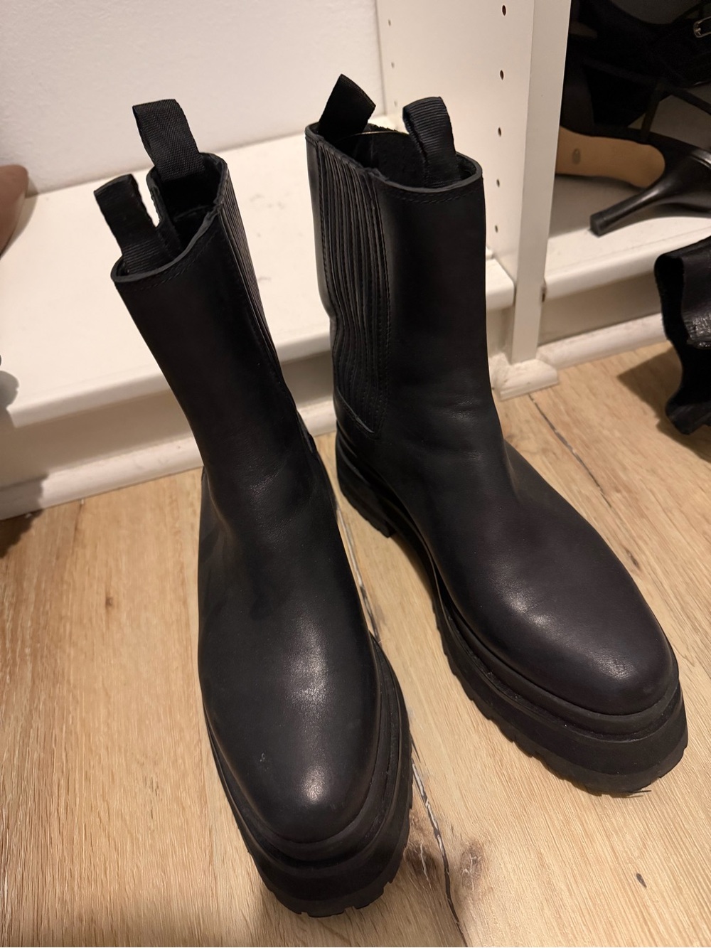 Loeffler Randall Black Leather Lug Chelsea Boots - worn once!! Perfect condition